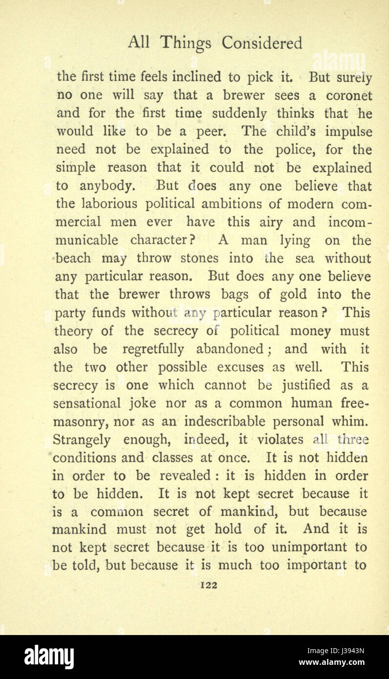 Chesterton toutes les choses considérées, p. 122 Banque D'Images