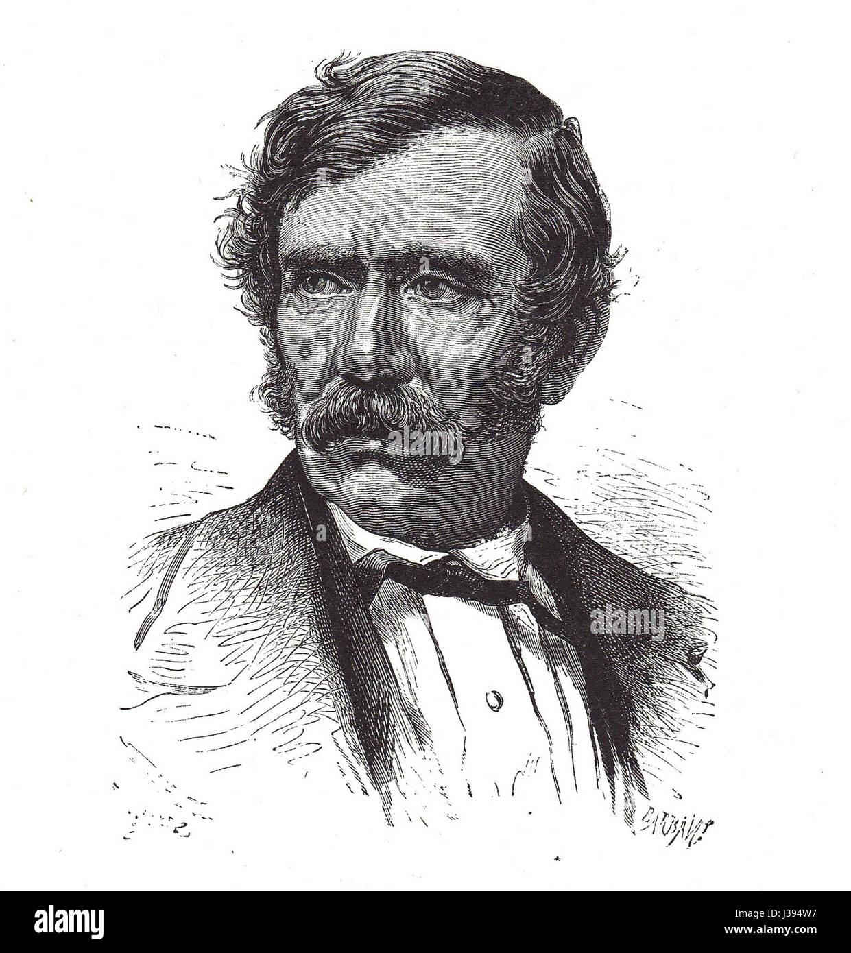 Ce portrait d’Henri Meyer représente le célèbre explorateur et missionnaire écossais David Livingstone, connu pour son exploration de l’Afrique et son travail missionnaire au XIXe siècle. Banque D'Images