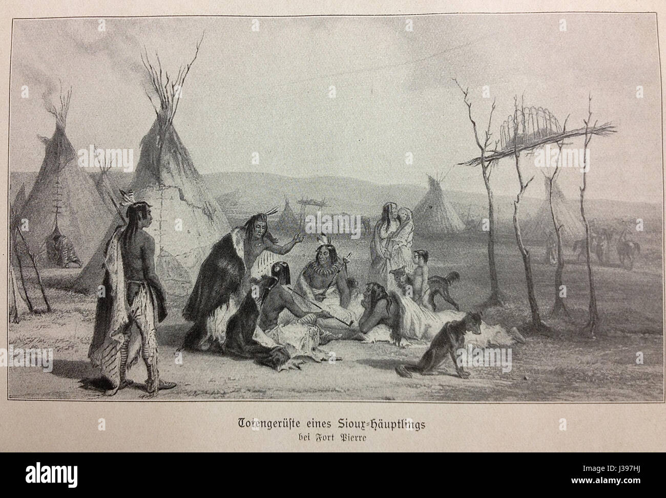 La mort d'un échafaudage Chef Sioux, près de Fort Pierre Banque D'Images