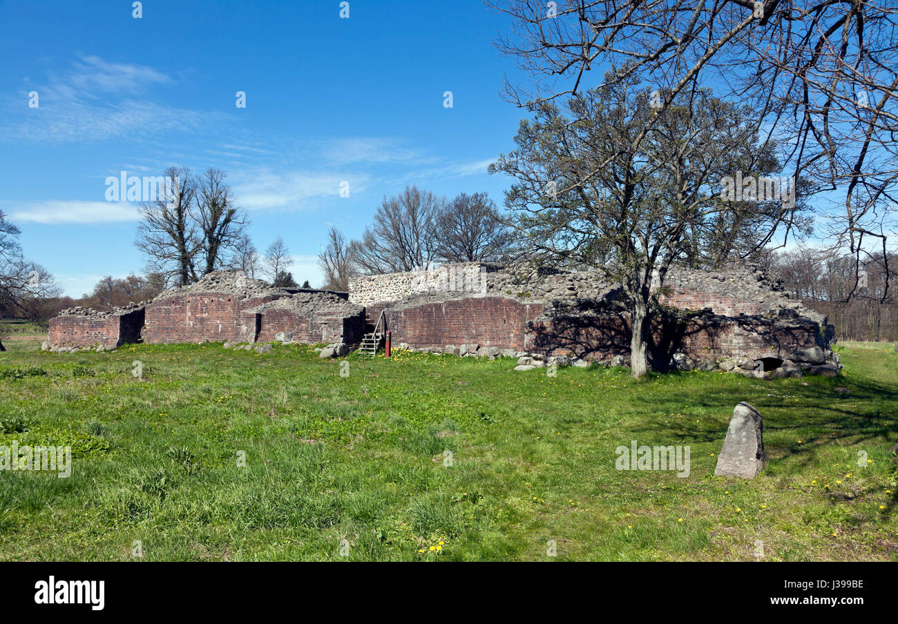 La Gurre Ruine du château, un château royal du 12ème siècle dans la Zélande du nord près de l'Elseneur, Helsingør, au Danemark à partir du début de l'époque médiévale. Banque D'Images