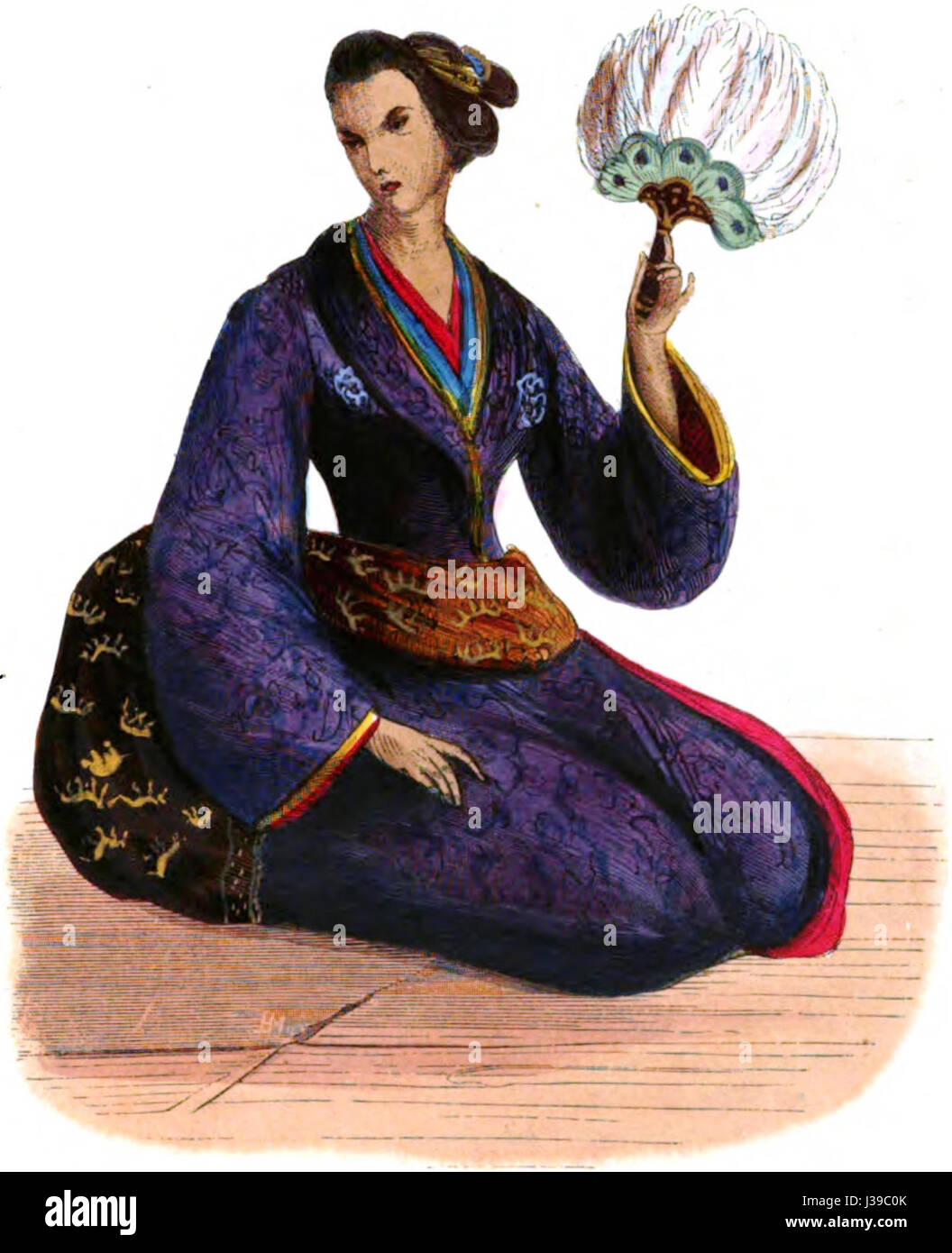 Dame Japonaise. Auguste Wahlen. Mœurs, usages et costumes de tous les peuples du monde. 1843 Banque D'Images
