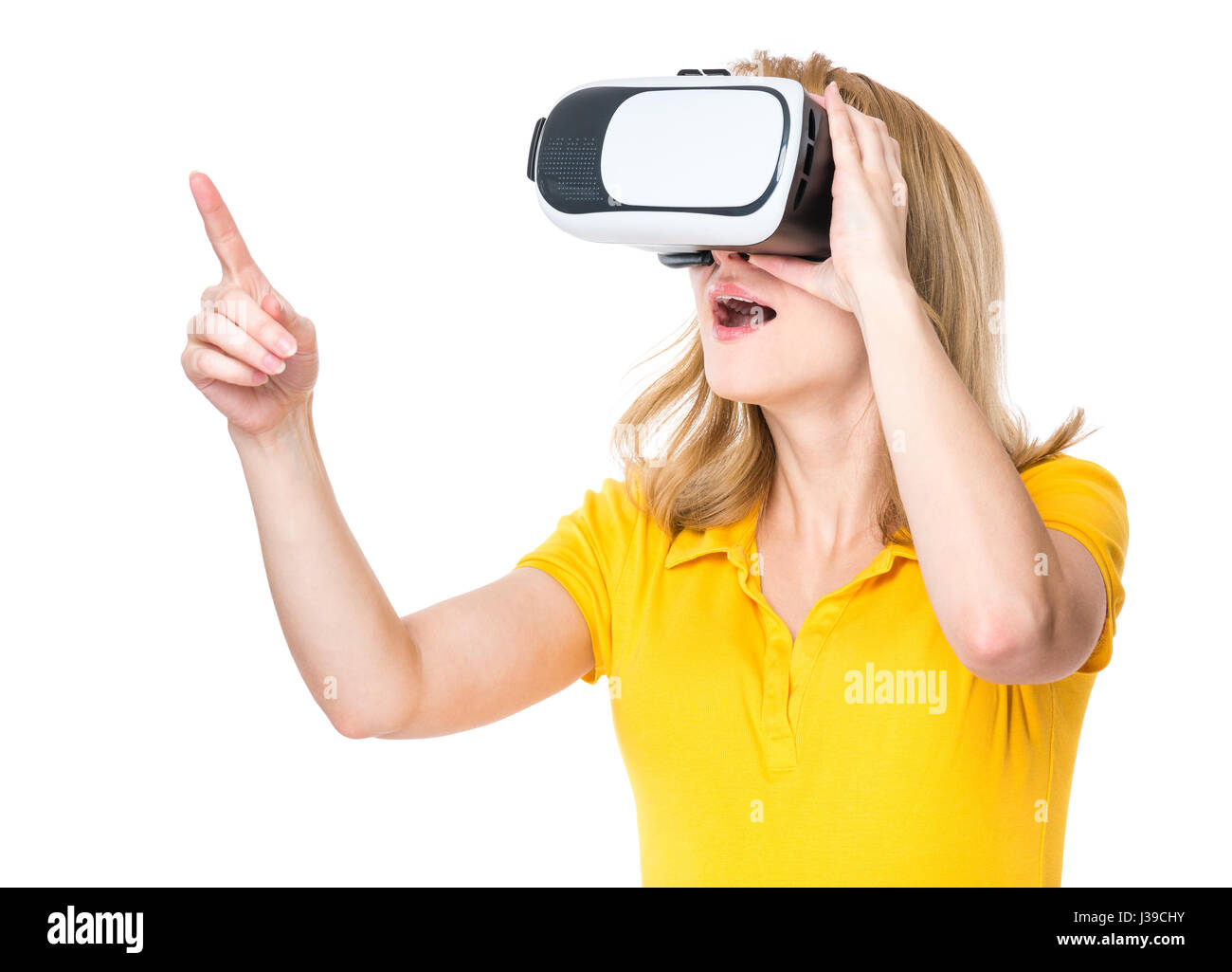 Femme à lunettes VR Banque D'Images