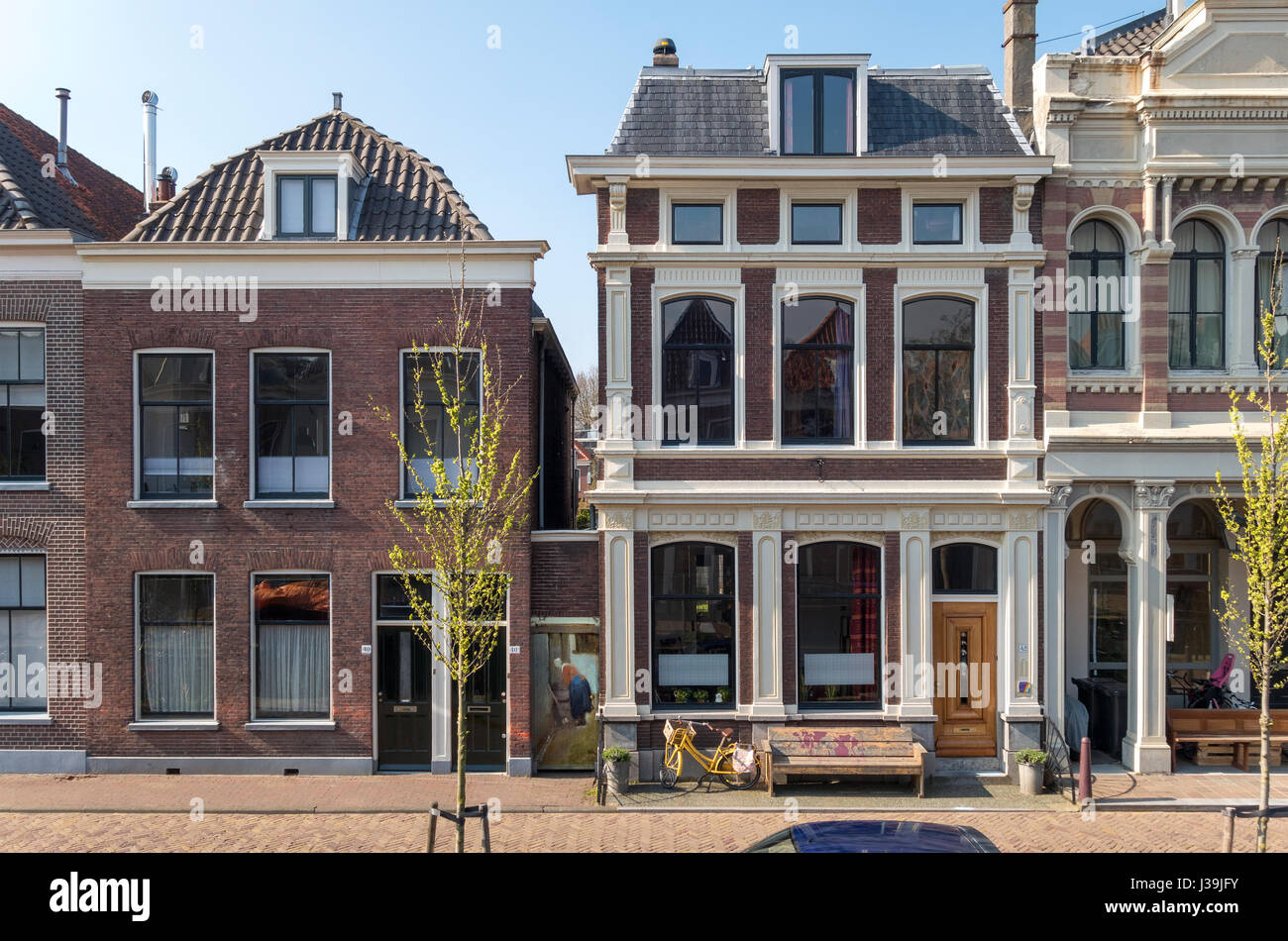 Vermeer de Delft La petite rue. Vlamingstraat 40 et 42 l'emplacement exact de la petite rue par Johannes Vermeer ou Jan. Banque D'Images