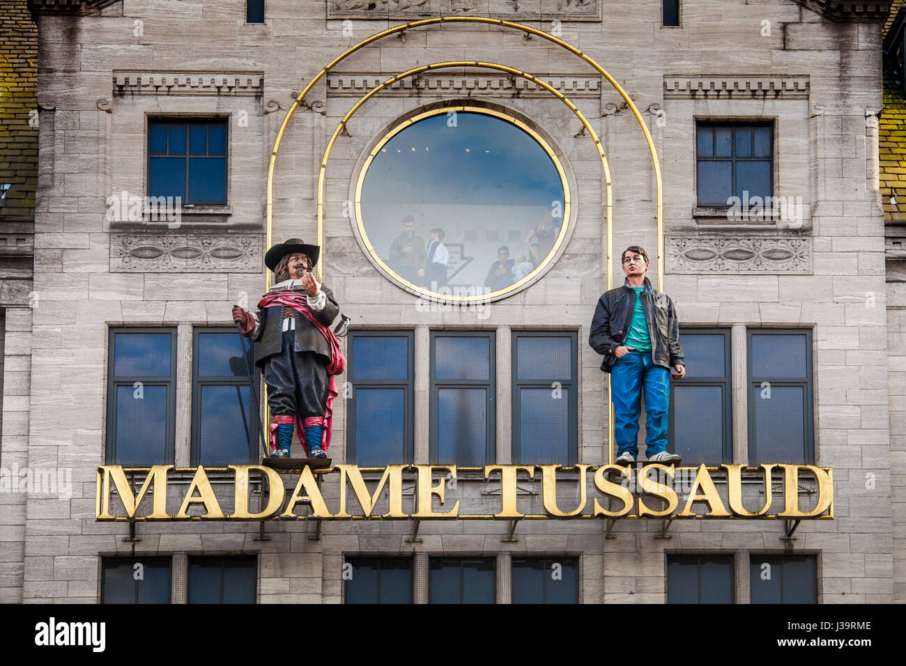 Panneau d'entrée de l'immeuble de Madame Tussaud Museum à Amsterdam, Pays-Bas Banque D'Images