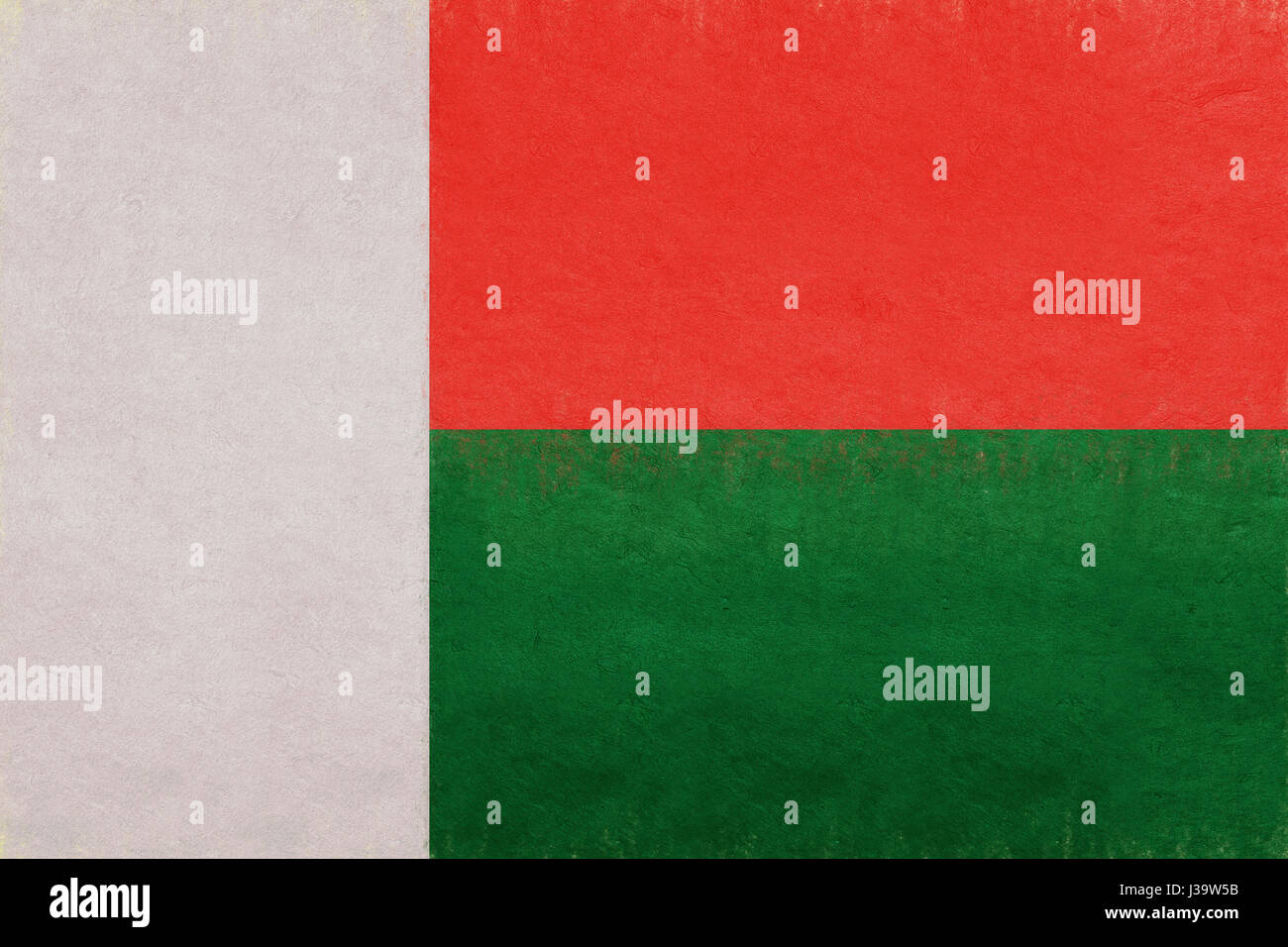 Illustration du drapeau national de Madagascar avec un look grunge. Banque D'Images