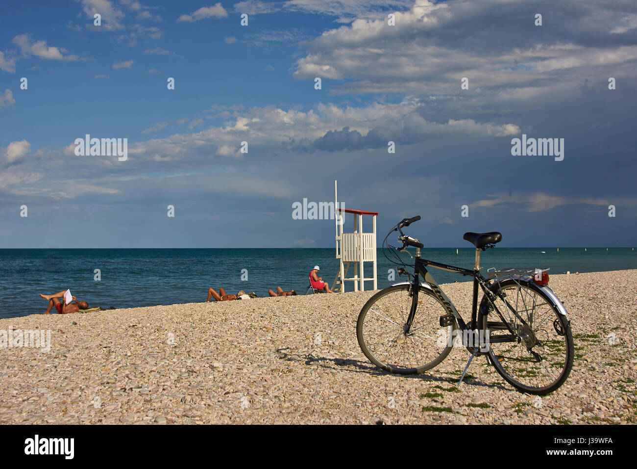La plage de Fano, Le Marches, Italie, Côte Adriatique Photo Stock - Alamy