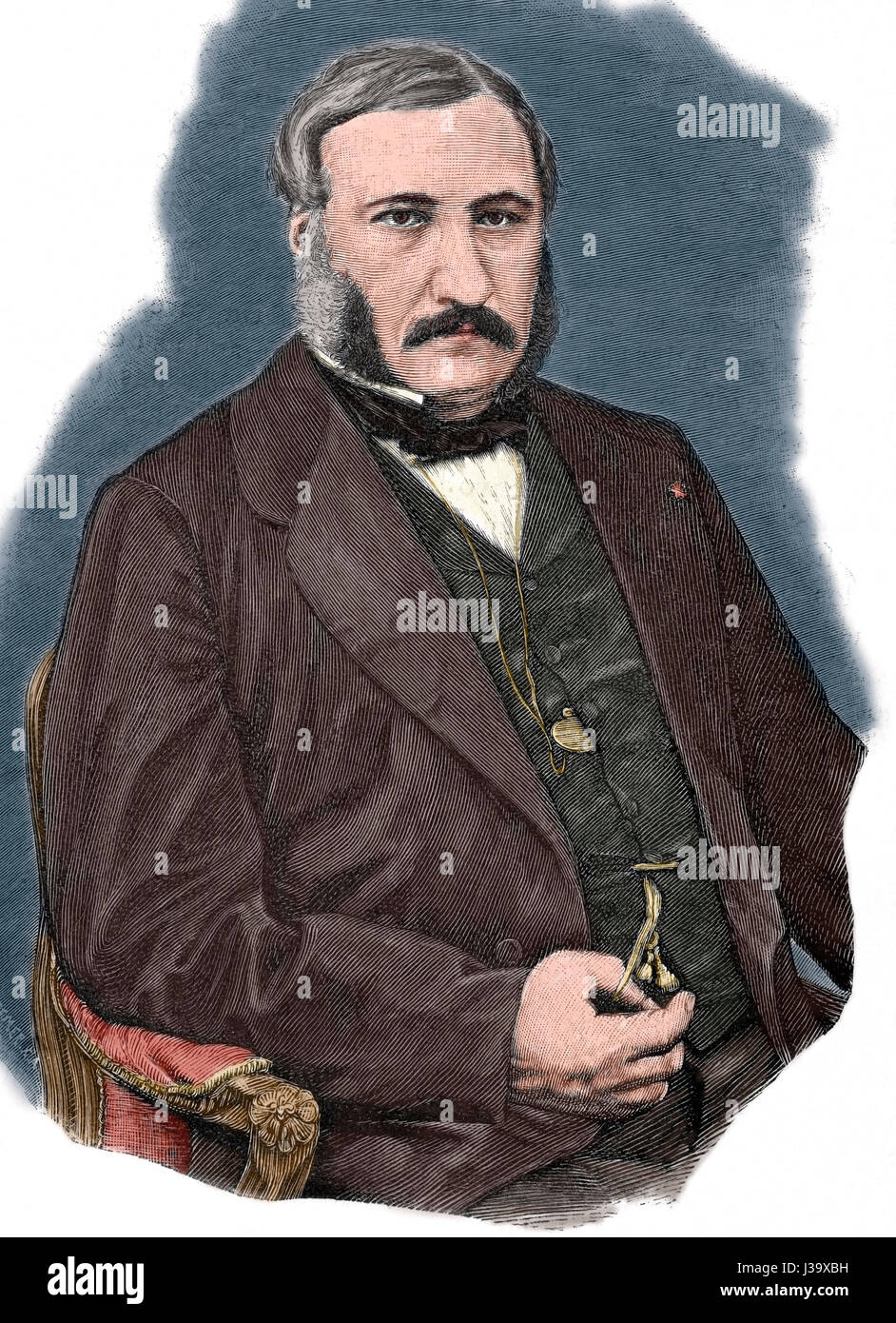 Adolphe de Forcade La Roquette (1820-1874). Avocat et homme politique français. Portrait. Gravure de R. Cremer. Historia 'universel', 1885. De couleur. Banque D'Images