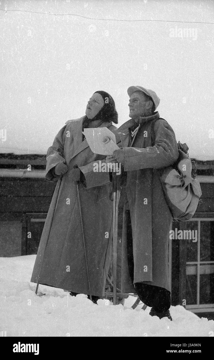 La reine Juliana et son mari le prince Bernhard de Grindelwald, 1954 Banque D'Images