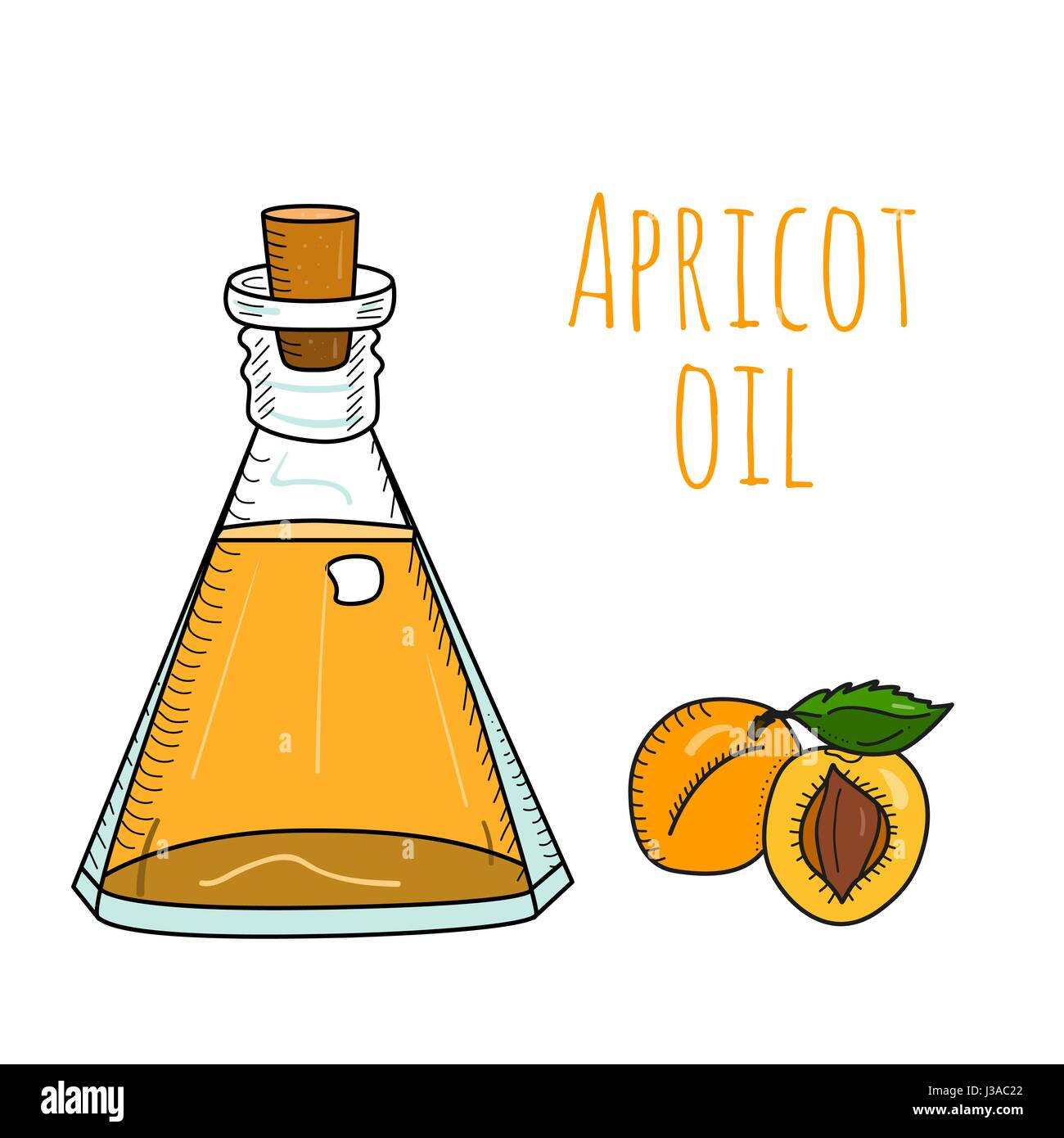 Dessiné à la main de couleur abricot huile Illustration de Vecteur