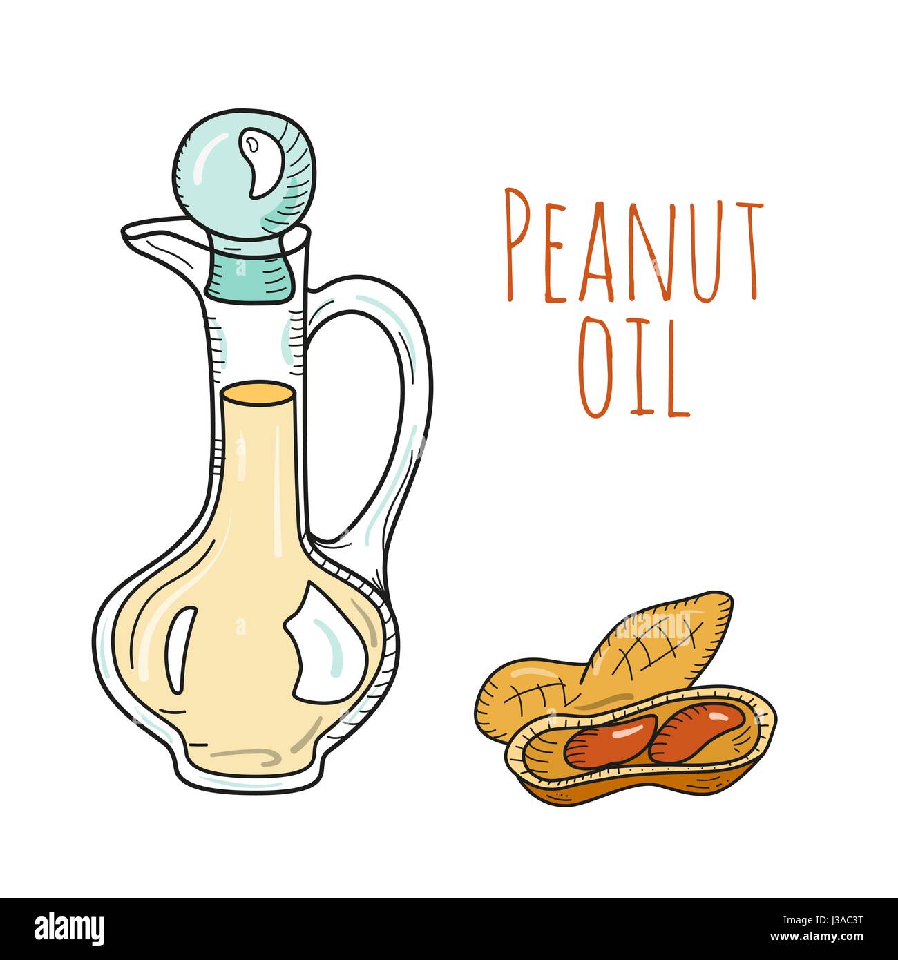 Colorful hand drawn cacahuète bouteille Illustration de Vecteur