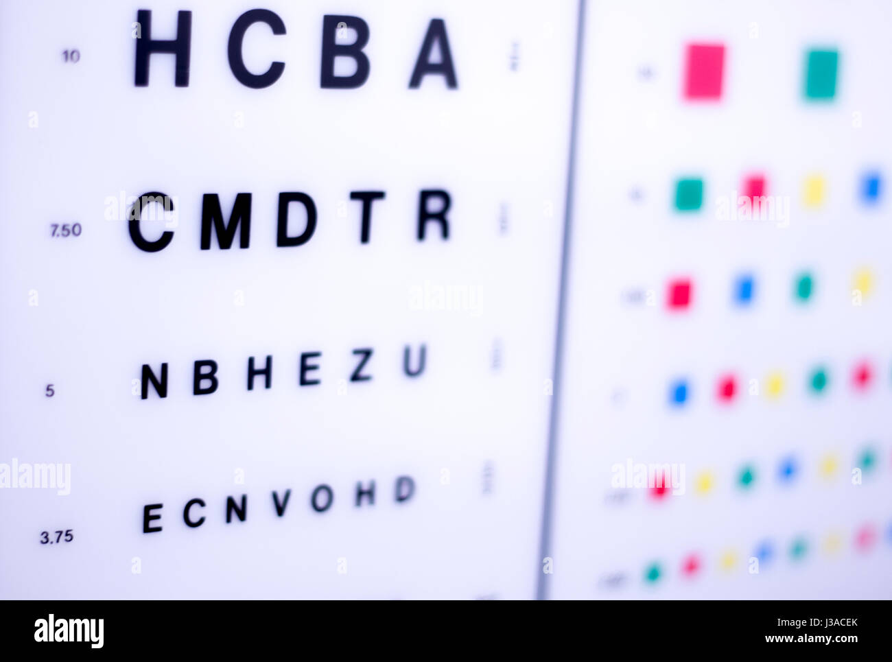 L'optométrie et l'ophtalmologie opticiens eye graphique de test pour tester la vue et vision pour les patients atteints de problèmes de la vue. Banque D'Images