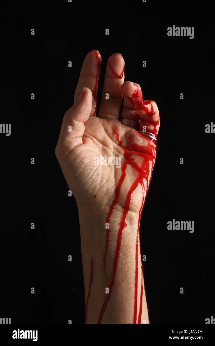 Le saignement de main. Banque D'Images