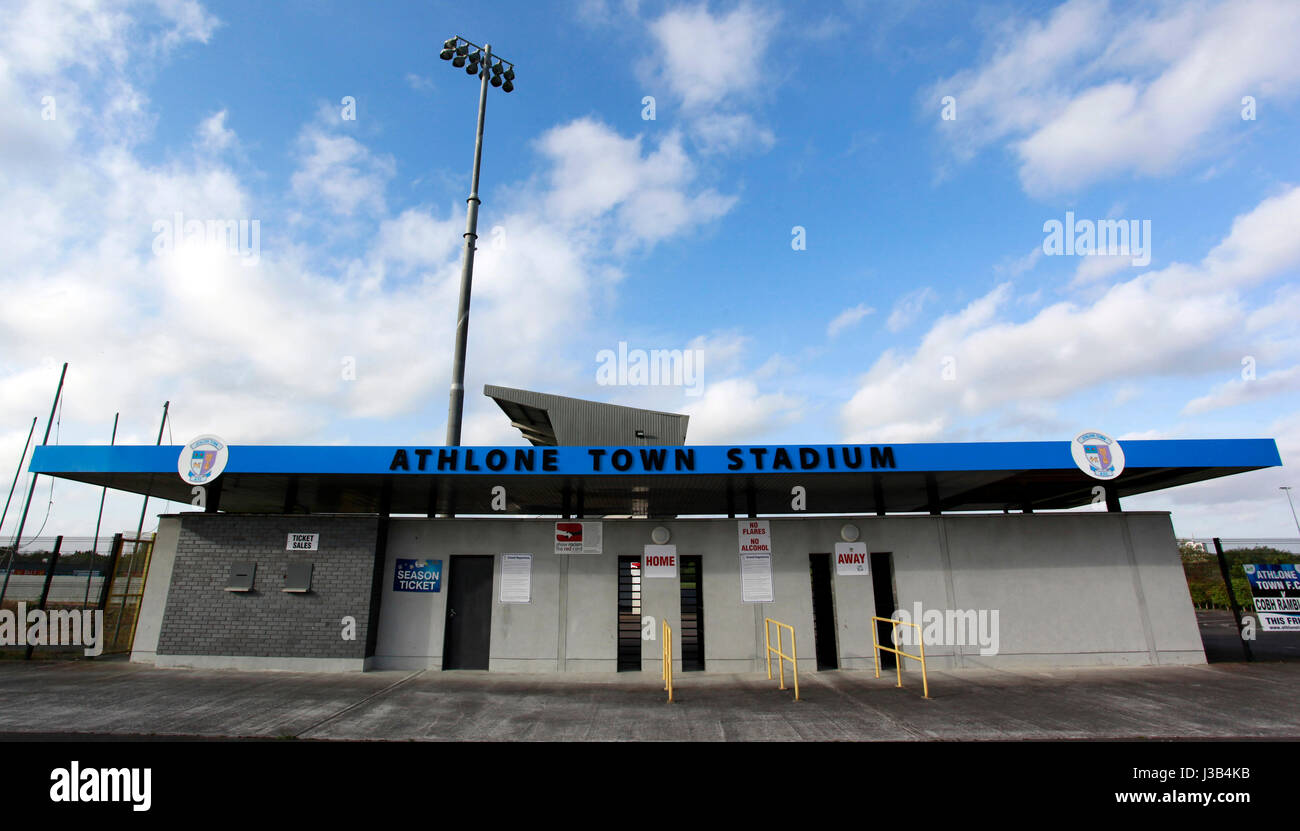 Athlone, Irlande. 5 mai, 2017. La Ville d'Athlone, le plus vieux club de la Ligue de l'Irlande, soumis à une enquête de l'UEFA après pari irrégulier ont soulève des soupçons sur un récent match contre Longford Town. rivaux fermer Credit : Ashley Cahill/Alamy Live News Banque D'Images