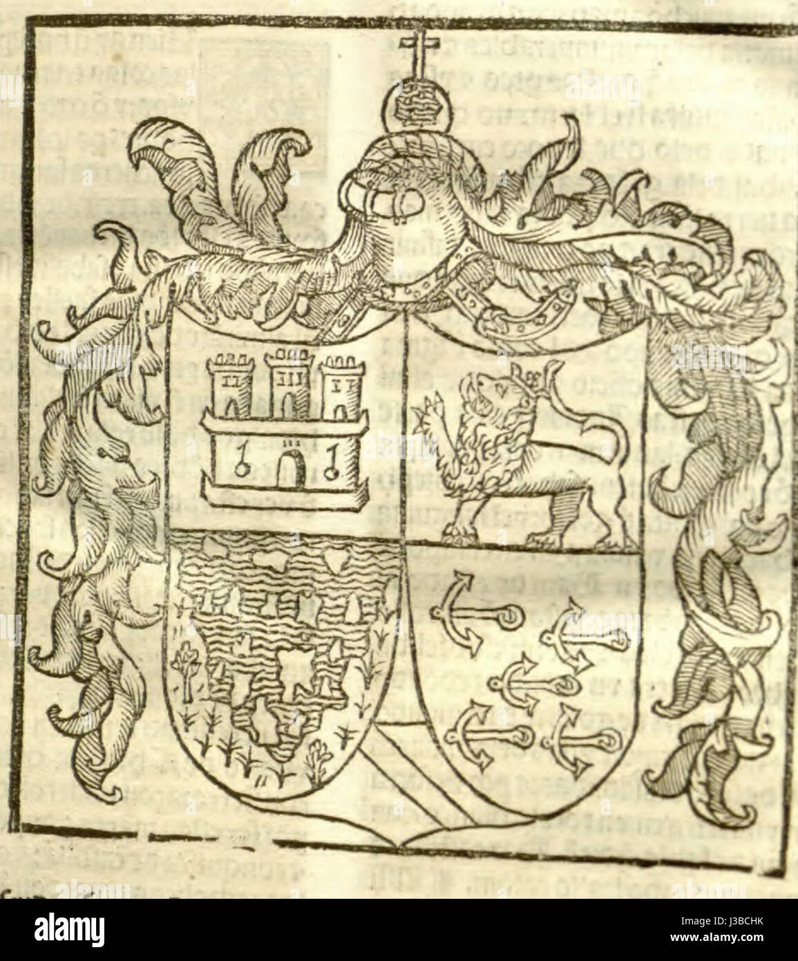 L'Escudo de armas (armoiries) de l'amiral CristÃ³bal ColÃ³n (Christophe Colomb) représente le symbole emblématique associé au célèbre explorateur. Les armoiries signifient son noble passé et ses réalisations maritimes. Banque D'Images