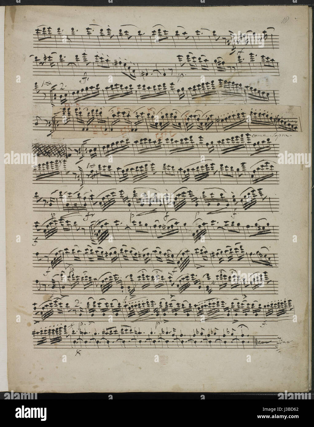 Domenico Dragonetti contrebasse solos. (BL Ajouter MS 17822 f. 18r) Banque D'Images