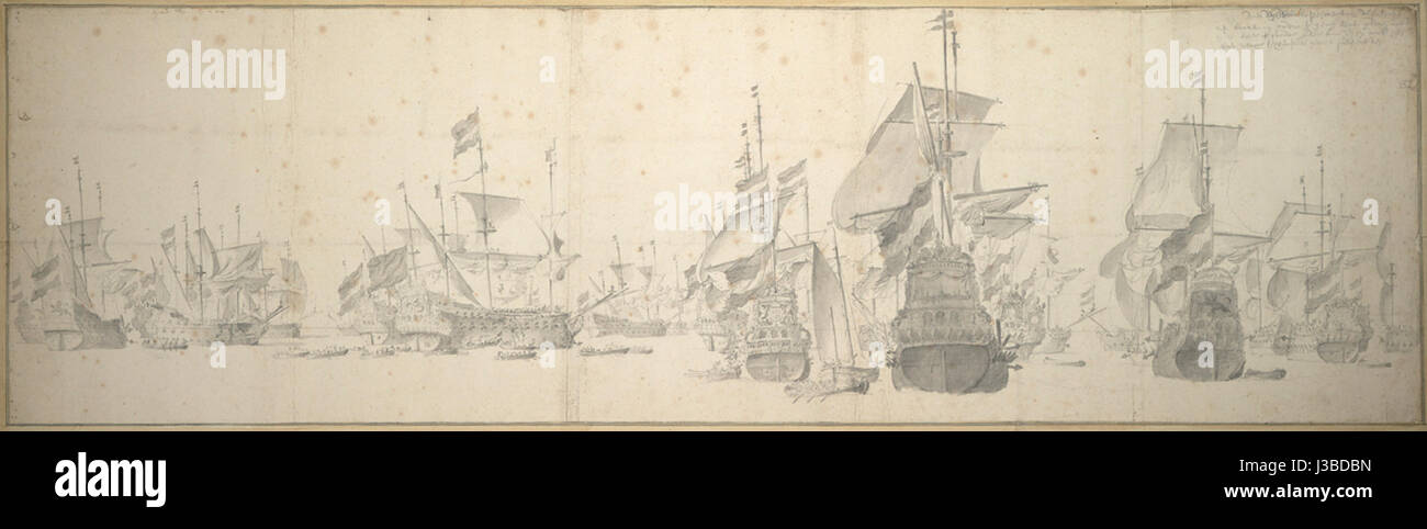 EendrachtWvV11 est un navire naval néerlandais, historiquement important pour son rôle dans les conflits maritimes. Ce navire représente une partie de l'histoire navale néerlandaise, avec sa conception et son but liés à la guerre navale pendant sa période de service actif. Banque D'Images