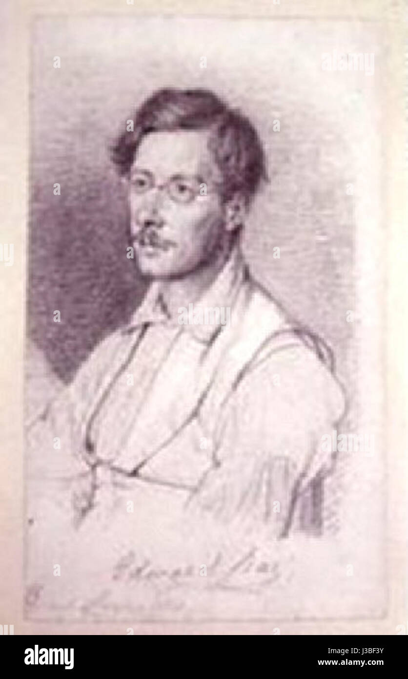 Ce portrait d'Edward Lear par Marstrand, peint en 1840, montre l'artiste et écrivain britannique, connu pour ses limericks littéraires et sa poésie absurde. Le travail de Marstrand capture l'expression caractéristique de Lear. Banque D'Images