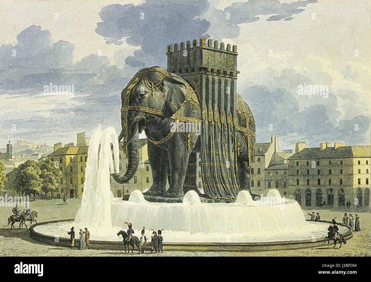 Éléphant de la Bastille, aquarelle de Jean Alavoine 2 Banque D'Images