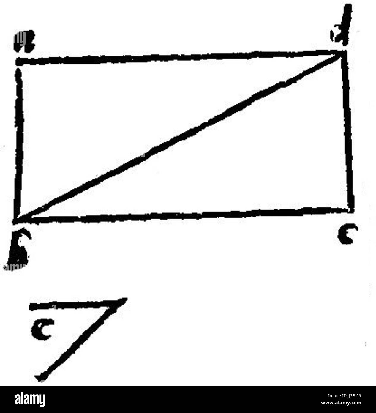 'Euclide 036v a' se réfère probablement à une page ou une section dans une édition des 'Elements' d'Euclide, un texte grec ancien sur la géométrie. Ce travail a été fondamental dans l'histoire des mathématiques, en particulier dans la géométrie et l'étude des formes et des proportions. Banque D'Images