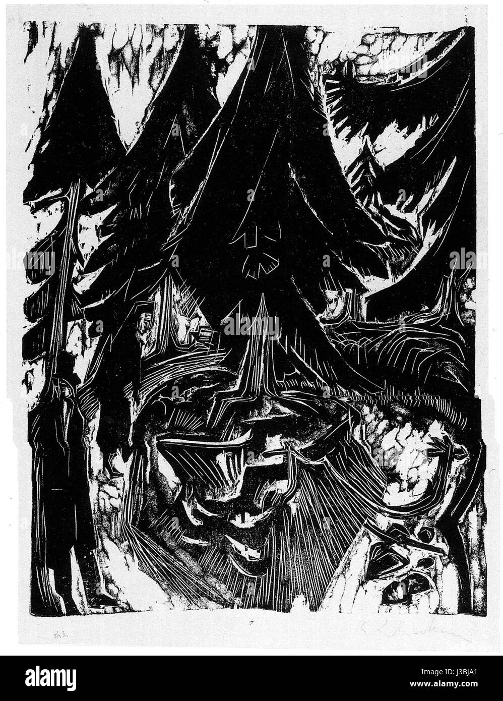 Ernst Ludwig Kirchner ' Sanatoriumsspaziergang, 1916 ', Holzschnitt Banque D'Images