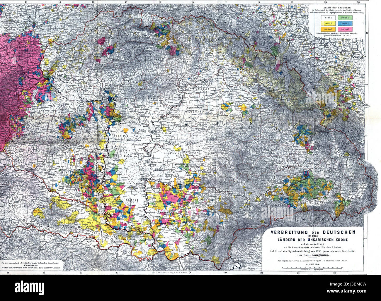 Les Allemands ethniques en Hongrie et dans certaines parties de territoires autrichien adjacent Banque D'Images