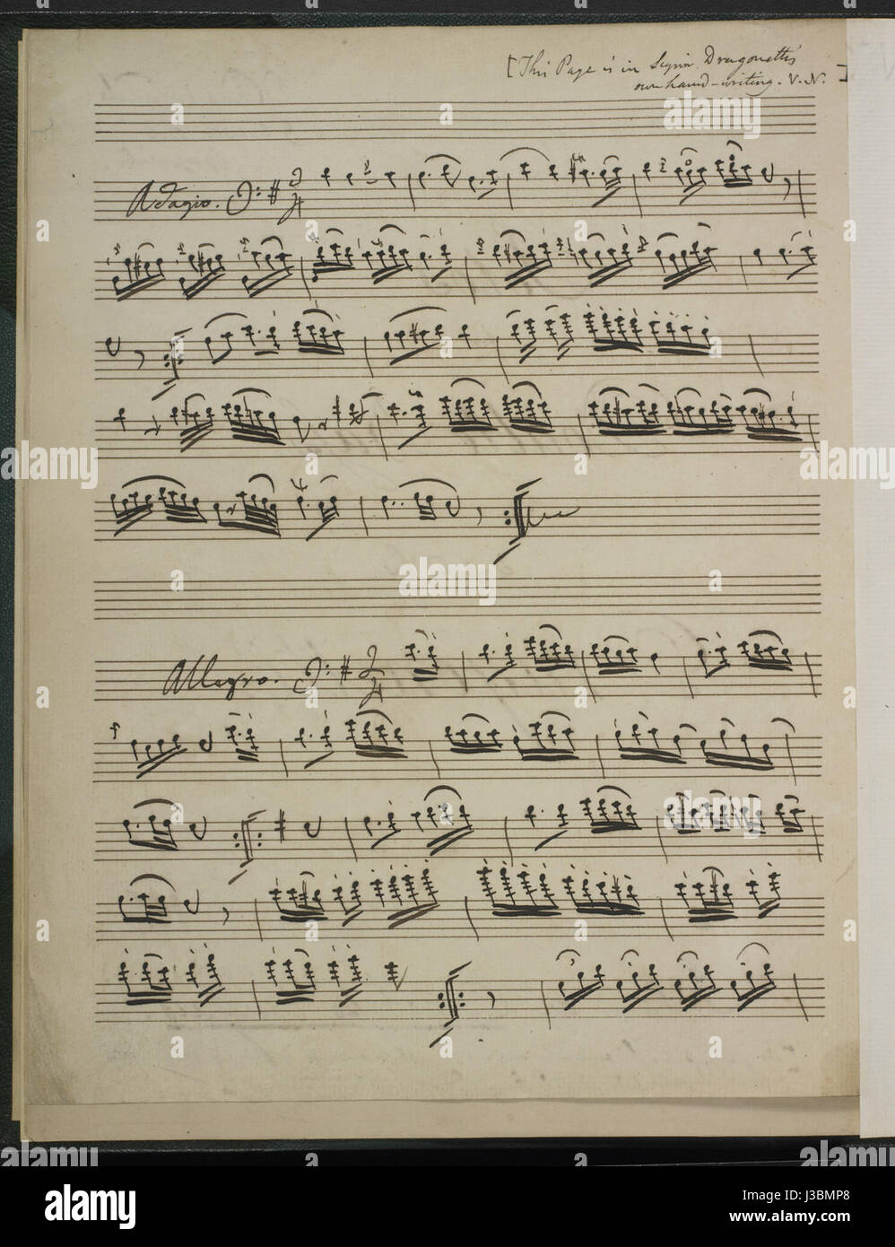 Domenico Dragonetti contrebasse solos. (BL Ajouter MS 17822 f. 3 v). Banque D'Images