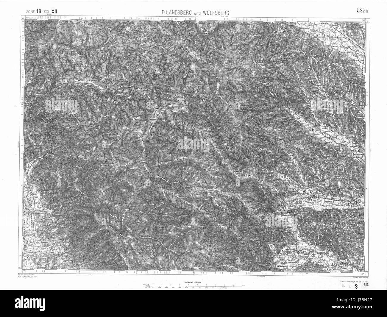 Cette image fait probablement référence à une carte ou un document montrant les villes de Deutschlandsberg et Wolfsberg en Autriche. Ces lieux font partie du paysage historique et culturel de l'Autriche, connus pour leur histoire locale et leur importance dans la région. Banque D'Images