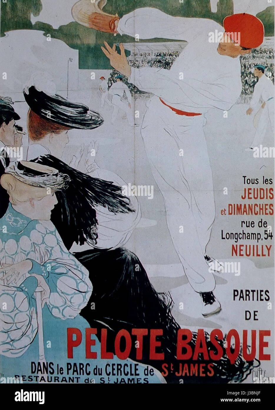 Ceci est une publicité pour pelote Basque, un sport basque traditionnel qui consiste à lancer une balle contre un mur à l'aide d'une raquette ou d'une main. Le sport est populaire au pays Basque et a une longue tradition culturelle. Banque D'Images