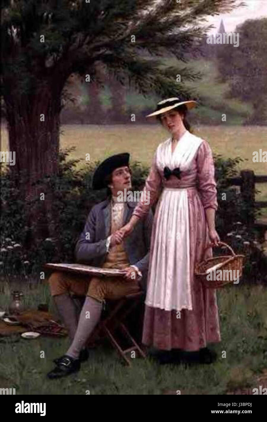 « Le Seigneur de Burleigh » d'Edmund Blair Leighton est une peinture emblématique du XIXe siècle inspirée du poème d'Alfred Lord Tennyson. L’œuvre explore les thèmes de l’amour, du devoir et des attentes sociales, dépeints à travers une scène dramatique. Banque D'Images