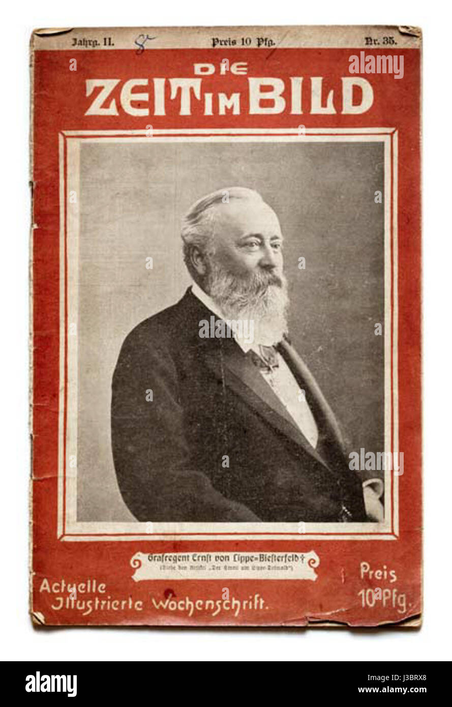 Ceci fait référence à 'Die Zeit im Bild', une publication allemande de 1904. Le titre se traduit par « le temps en images », présentant probablement des événements historiques ou des moments culturels importants de cette époque sous forme visuelle. Banque D'Images