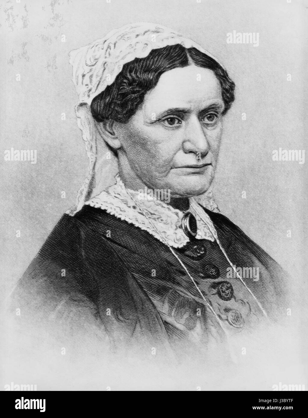 Portrait d'Eliza Johnson, épouse du président américain Andrew Johnson, donnant un aperçu de la vie personnelle d'une première dame du XIXe siècle. Banque D'Images