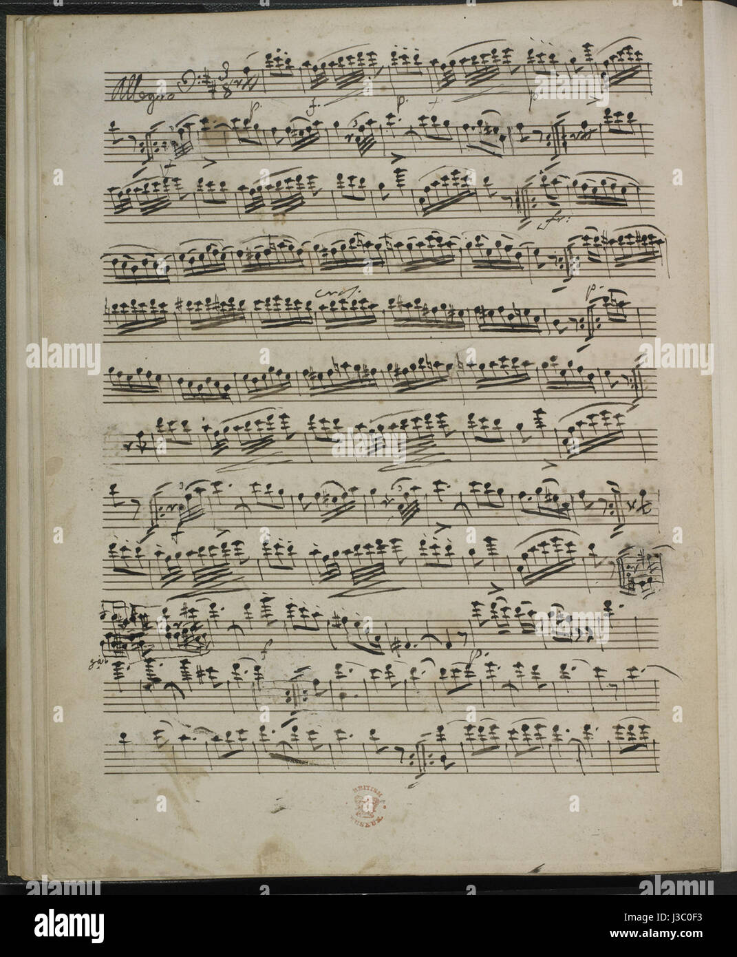 Domenico Dragonetti contrebasse solos. (BL Ajouter MS 17822 f. 17v) Banque D'Images