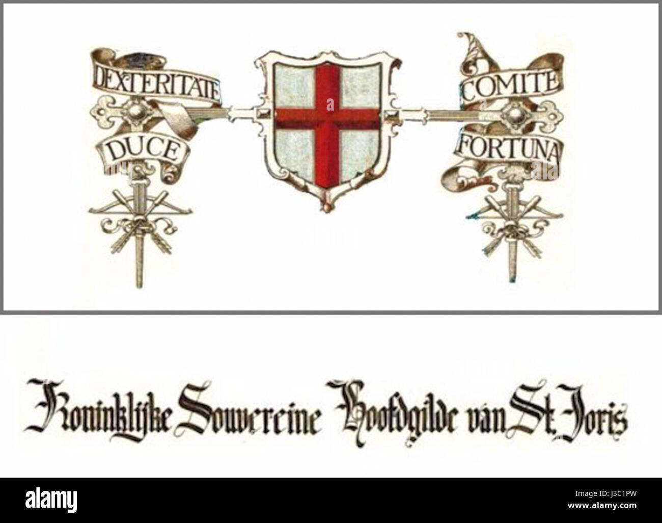 L'Embleem Sint Jorisgilde fait référence à l'emblème de la guilde de George à Gand, en Belgique. La guilde, datant du moyen âge, était dédiée au saint patron, nommé George, et jouait un rôle dans la vie religieuse et sociale locale. Banque D'Images