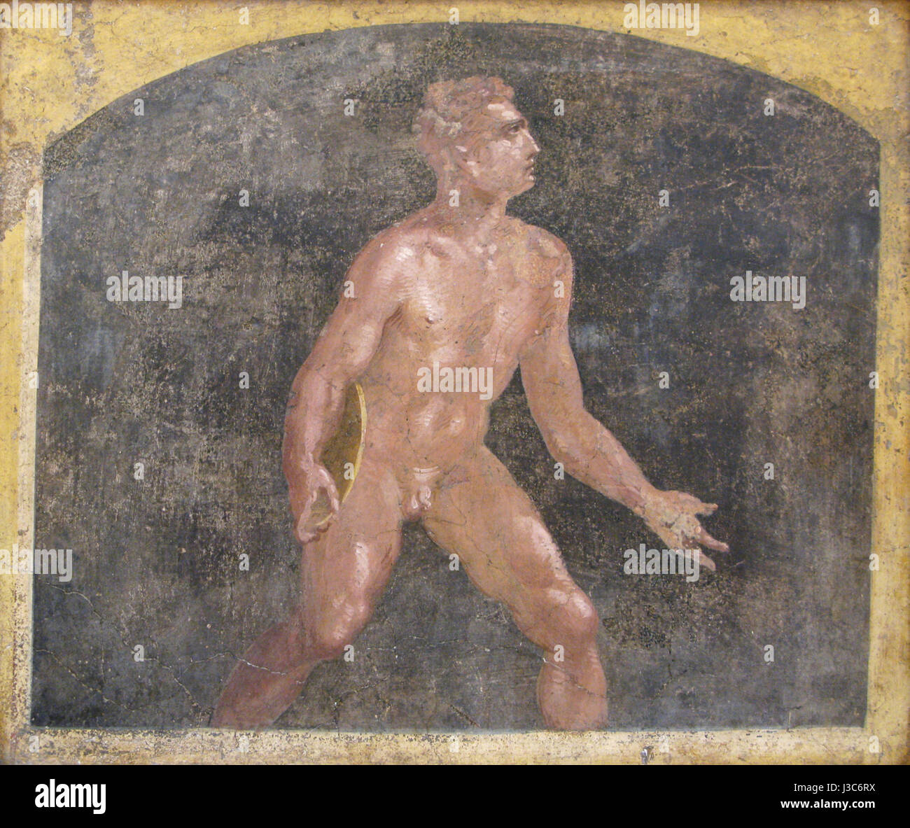 Le *Discobolo stabiae* est une sculpture grecque antique, une copie en marbre d'une statue originellement de Myron. Il représente un lanceur de disques et est connu pour sa forme athlétique classique, représentant l'athlétisme et les idéaux grecs de beauté. Banque D'Images