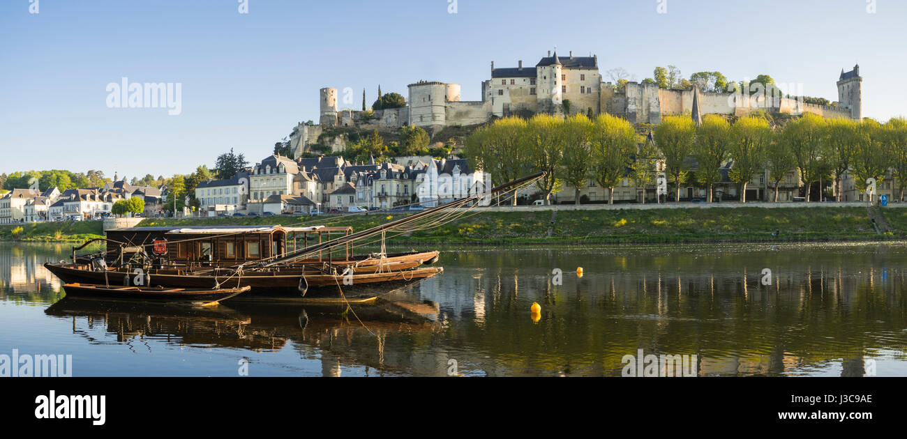 Le château de Chinon, vallée de la loire classée au patrimoine mondial de l'UNESCO, Banque D'Images