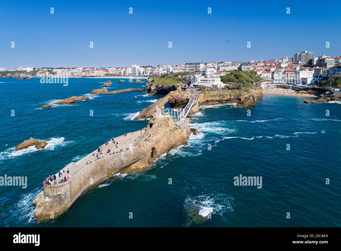 Rocher de la Vierge à Biarritz dans le département du sud-ouest de la France Banque D'Images