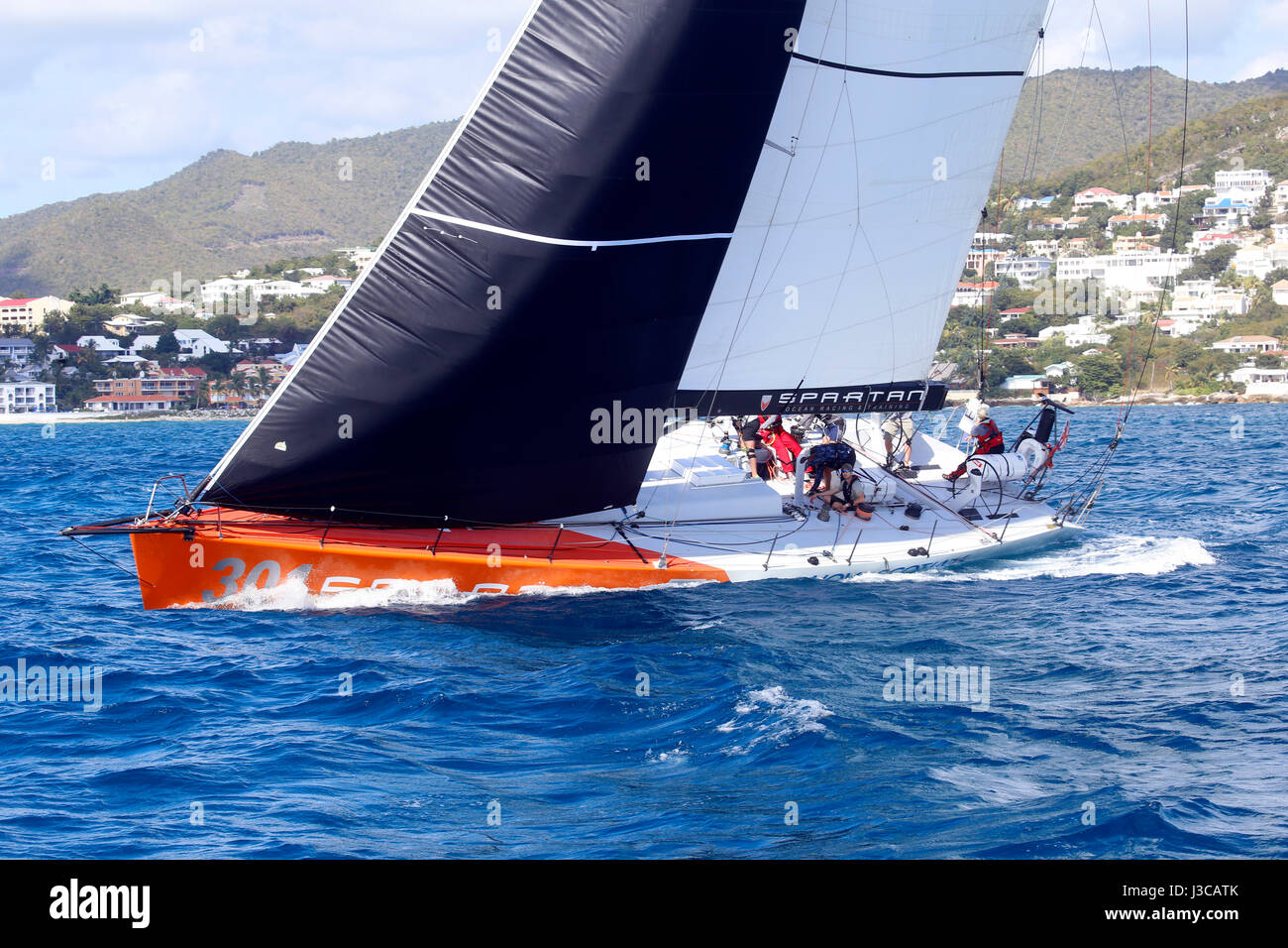 Spartan Ocean Racing un Challenger Whitbread 60 voilier de course au large de Saint Martin au cours de la Caraïbes Antigua 2017 RORC 600 Banque D'Images