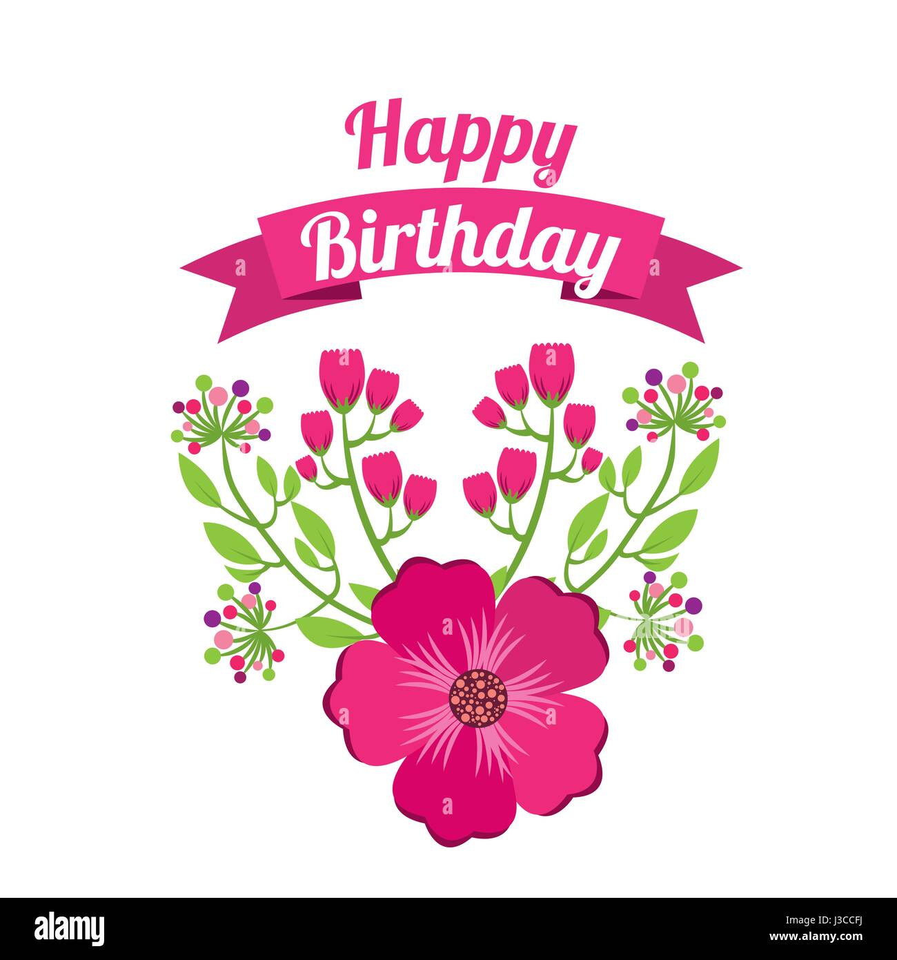 Joyeux Anniversaire Celebration Florale De L Affiche Image Vectorielle Stock Alamy