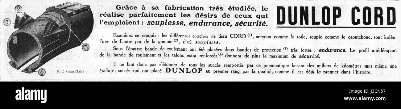 Cordon Dunlop 1924 Banque D'Images