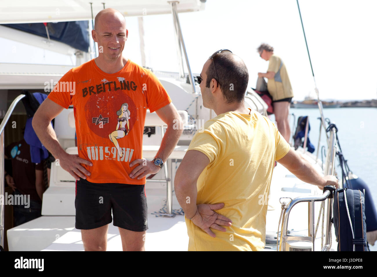 Détenteur du record du monde d'apnée à Herbert Nitsch le camp de formation à Santorin, Grèce Banque D'Images