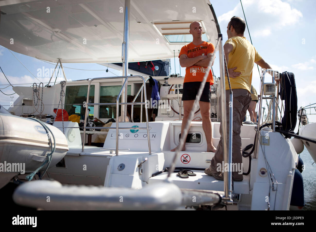 Détenteur du record du monde d'apnée à Herbert Nitsch le camp de formation à Santorin, Grèce Banque D'Images