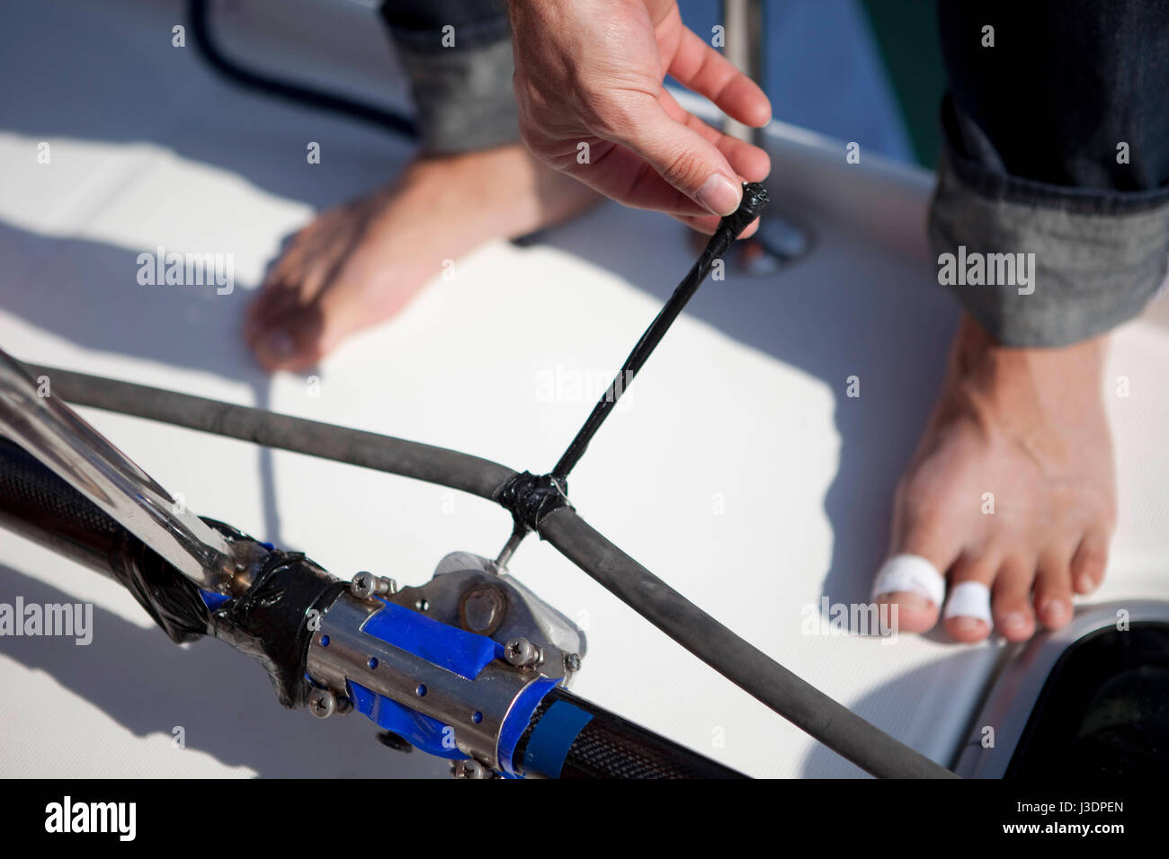 Détenteur du record du monde d'apnée à Herbert Nitsch le camp de formation à Santorin, Grèce Banque D'Images