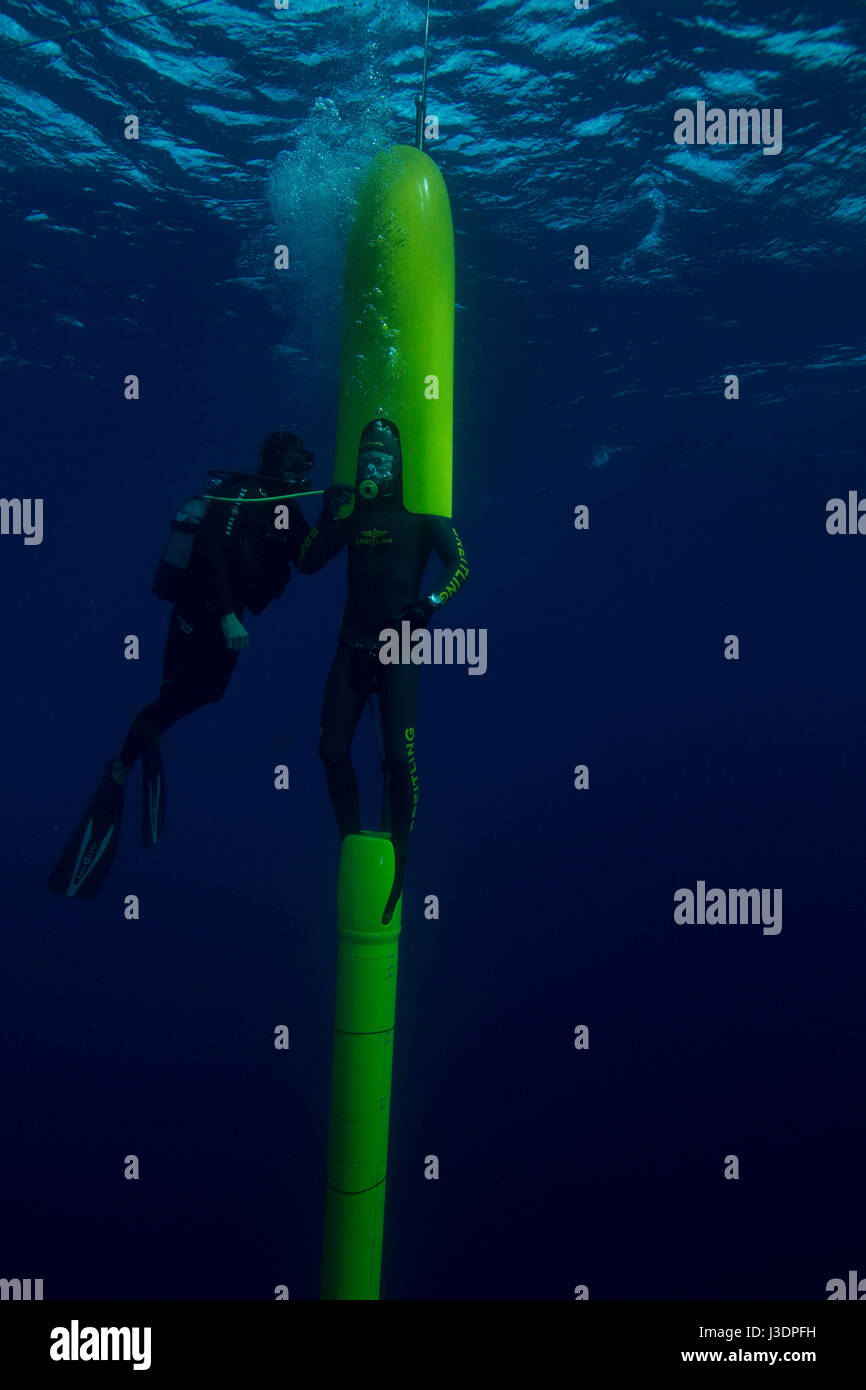 Détenteur du record du monde d'apnée à Herbert Nitsch le camp de formation à Santorin, Grèce Banque D'Images