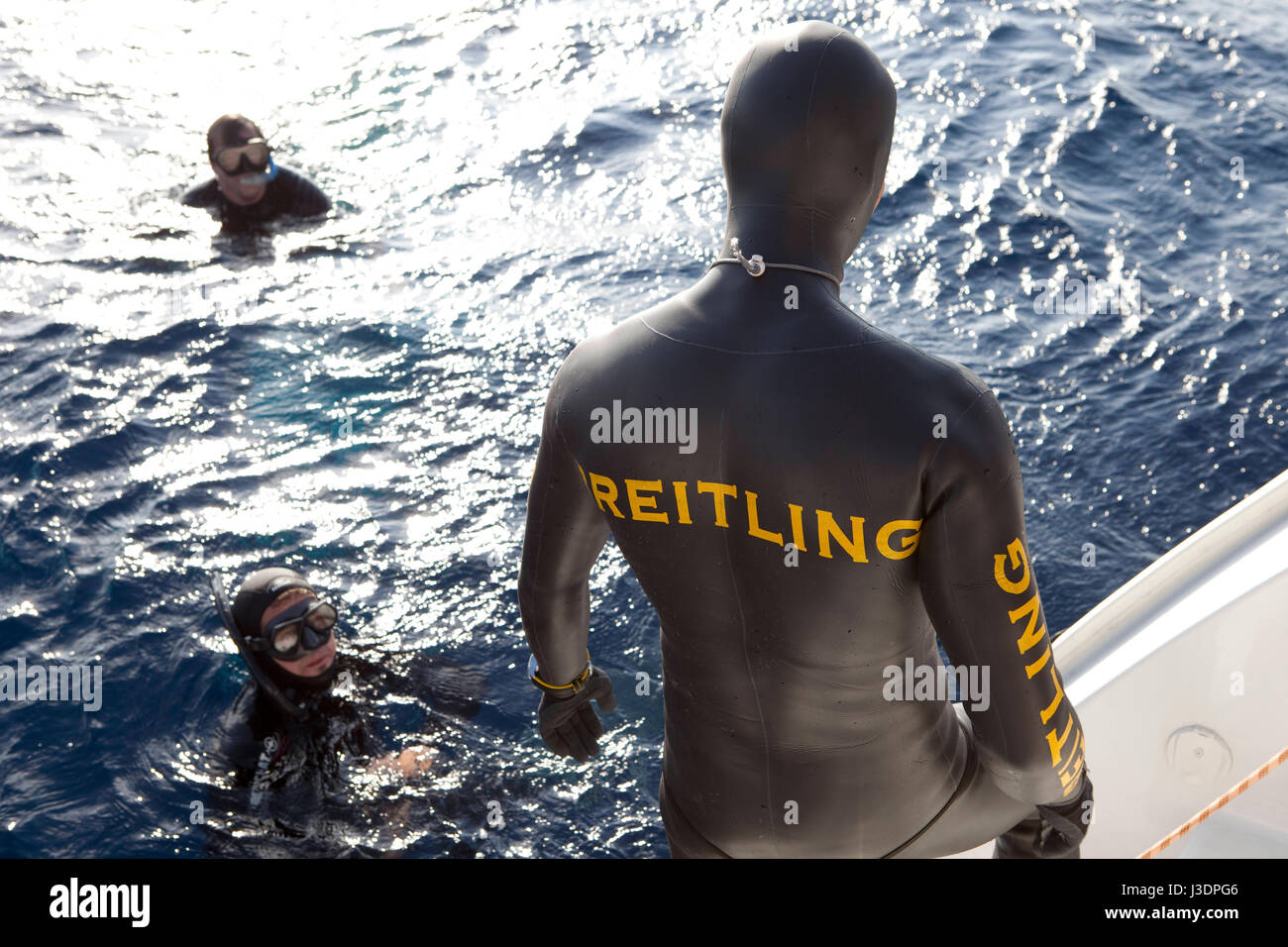 Détenteur du record du monde d'apnée à Herbert Nitsch le camp de formation à Santorin, Grèce Banque D'Images