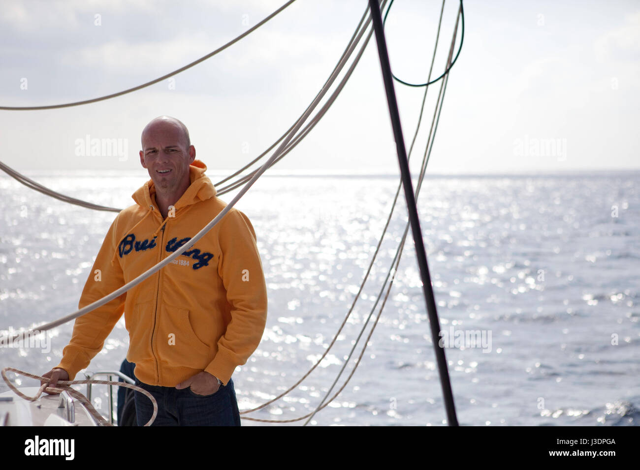 Détenteur du record du monde d'apnée à Herbert Nitsch le camp de formation à Santorin, Grèce Banque D'Images