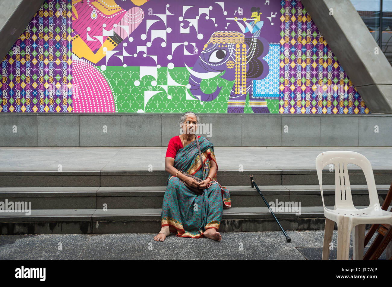 Singapour, République de Singapour, 2016, Portrait d'une femme dans Little India Banque D'Images