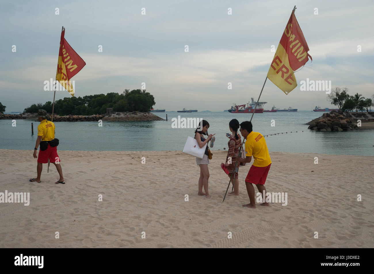 Singapour, République de Singapour, en Asie, sur la plage de Siloso Sentosa Banque D'Images
