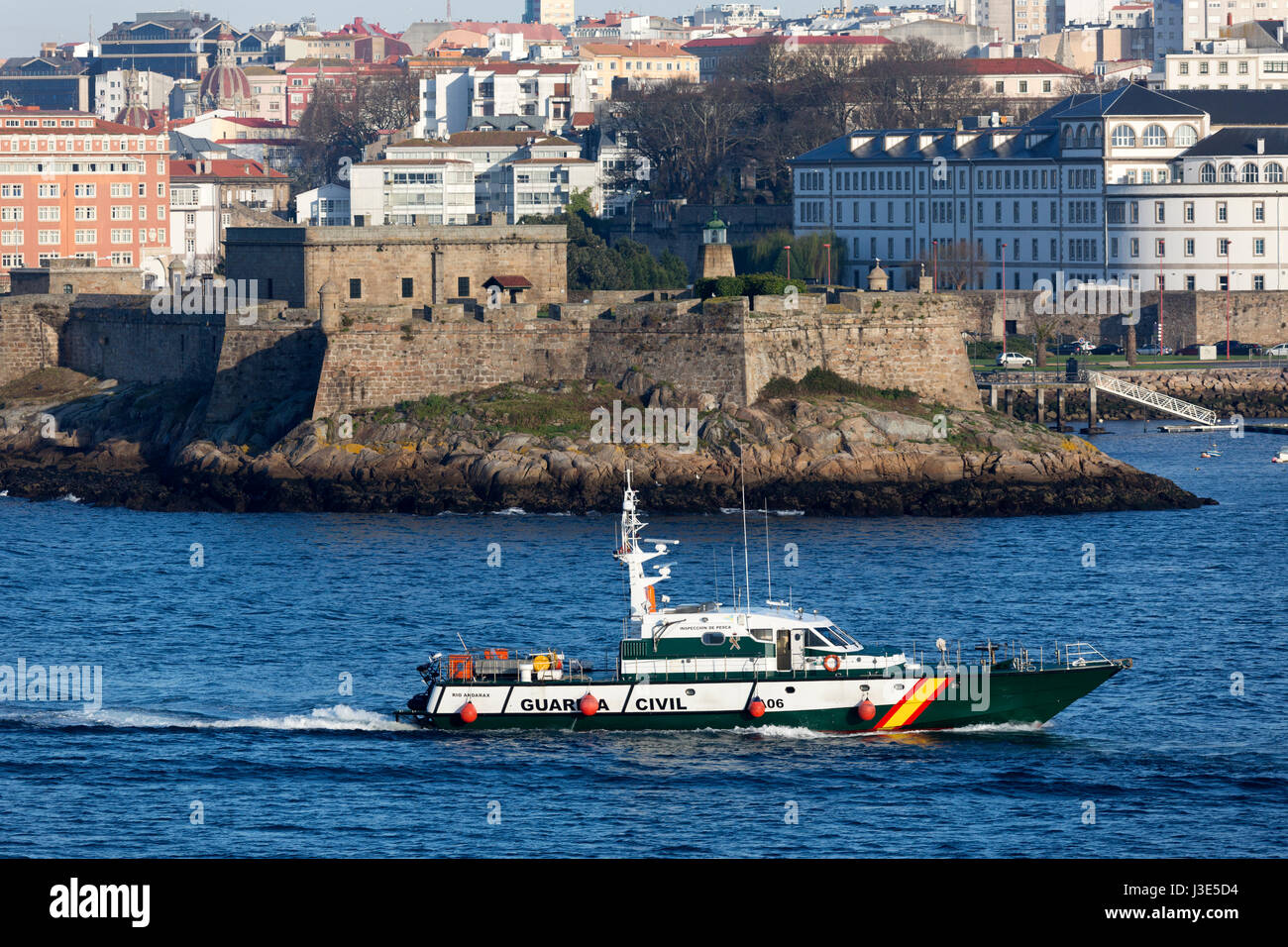 Bateau de patrouille de police La Corogne Espagne Banque D'Images