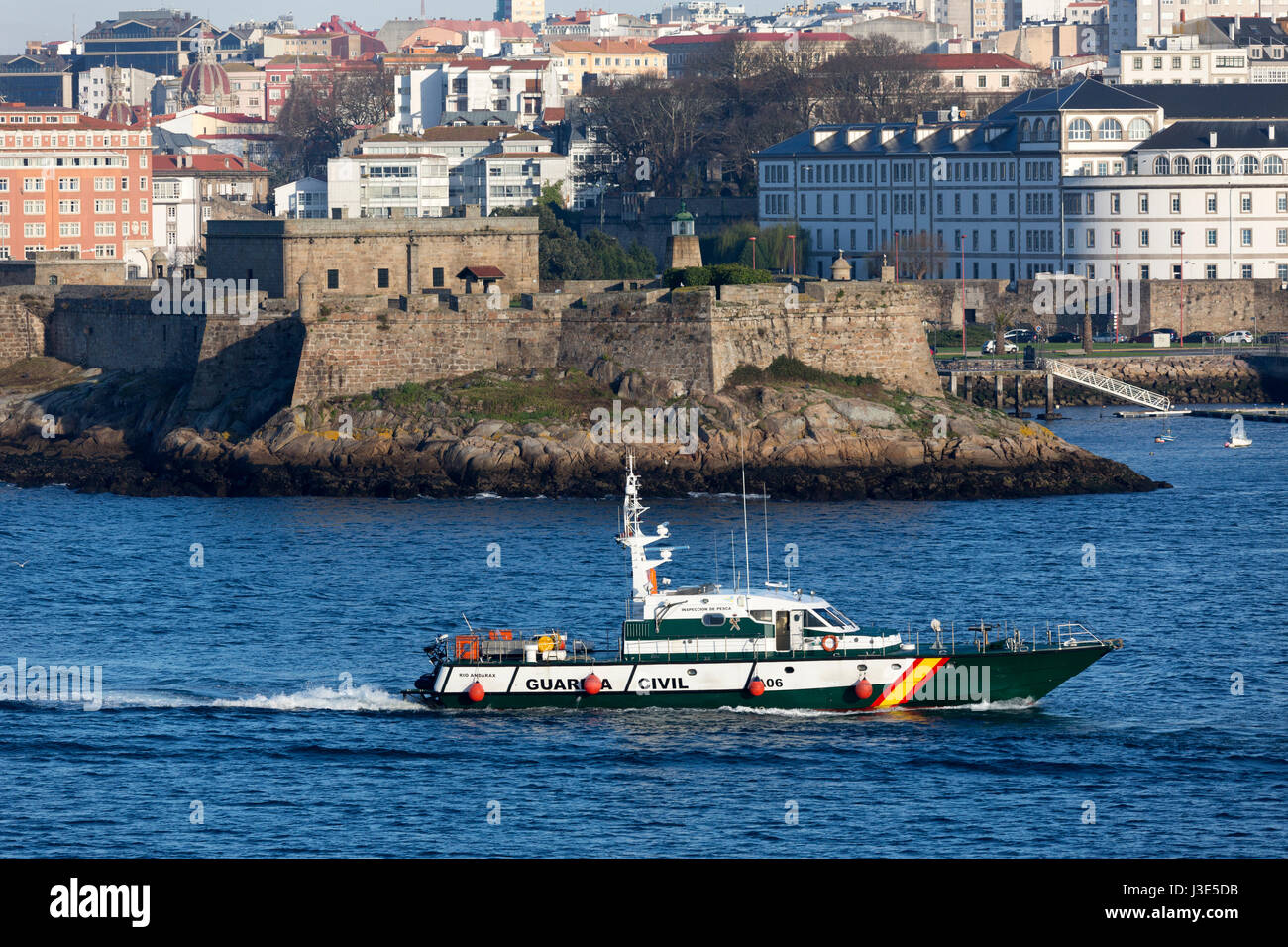 Bateau de patrouille de police La Corogne Espagne Banque D'Images