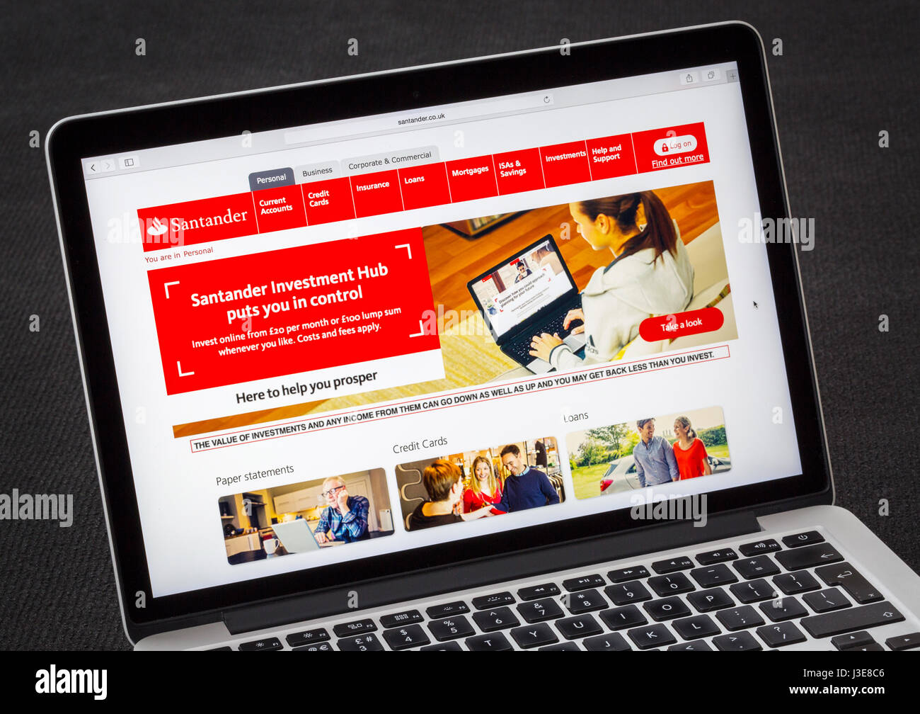 Site web de la Banque Santander Banque D'Images